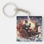 Santa/Rendier steampunk Kerstmis/winter Sleutelhanger (voorkant)