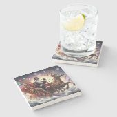 Santa/Rendier steampunk Kerstmis/winter Stenen Onderzetter (Zijkant)