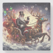 Santa/Rendier steampunk Kerstmis/winter Stenen Onderzetter (Voorkant)