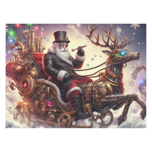 Santa/Rendier steampunk Kerstmis/winter Tafelkleed (Voorkant (Horizontaal))