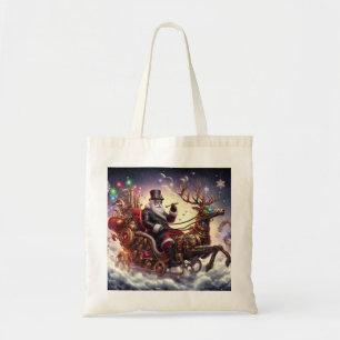 Santa/Rendier steampunk Kerstmis/winter Tote Bag
