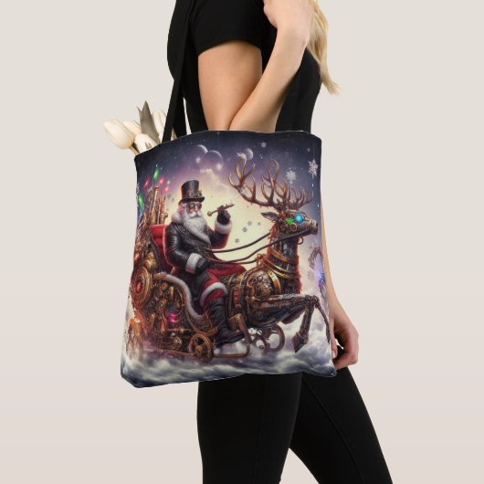 Santa/Rendier steampunk Kerstmis/winter Tote Bag (Dichtbij)