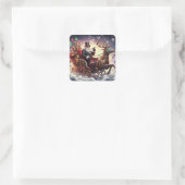 Santa/Rendier steampunk Kerstmis/winter Vierkante Sticker (Tas)