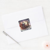 Santa/Rendier steampunk Kerstmis/winter Vierkante Sticker (Envelop)