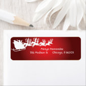 Santa & rendieren in een slee Adresetiketten Etiket (Insitu)