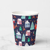 Santa & Rendieren Nachtkerst Nordic Village Papieren Bekers (Rechts)