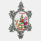 SANTA & RENDIER'S PEWTER SNOWFLAKE ORNAMENT (Links)