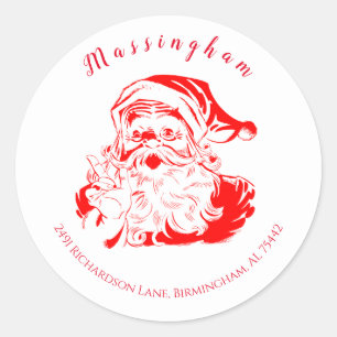 Santa retouradres Ronde Sticker