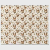 Santa Retro Gold Cadeaupapier (Vlak)