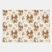 Santa Retro Gold  inpakpapier (Voorkant 2)