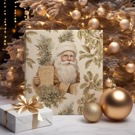 Santa Retro Gold  inpakpapier