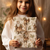 Santa Retro Gold  inpakpapier