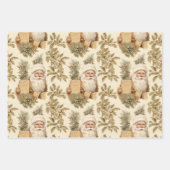 Santa Retro Gold  inpakpapier Vel (Voorkant)