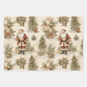 Santa Retro Gold inpakpapier Vel (Voorkant 2)