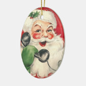 Santa Retro Keramisch Ornament (Links)
