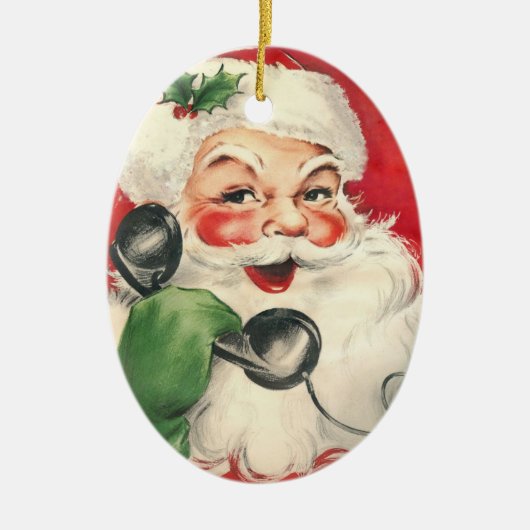 Santa Retro Keramisch Ornament (Voorkant)