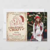 Santa Retro Kerstfeest foto Kaart (Voorkant)