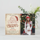 Santa Retro Kerstfeest foto Kaart (Staand voorkant)