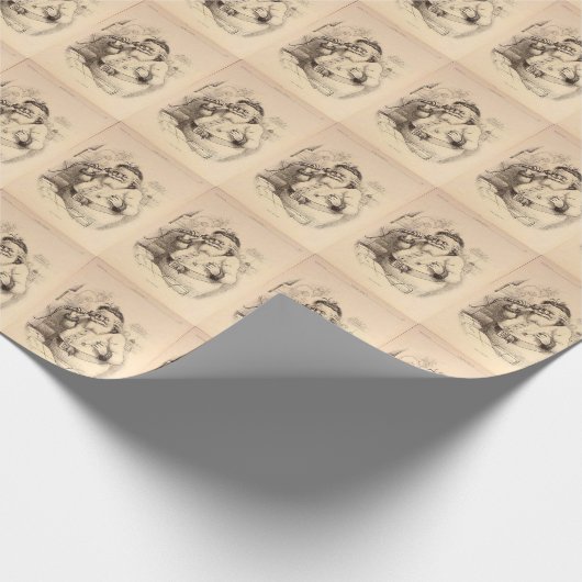 Santa, , Retro, kerstpapier Cadeaupapier (Hoek)