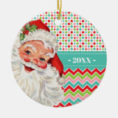  Santa Retro Kleuren met Foto Keramisch Ornament (Voorkant)