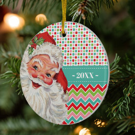 Santa Retro Kleuren met Foto Keramisch Ornament