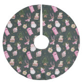  Santa Retro Roze Kerst Custom Monogram Kerstboom Rok (Voorkant)