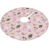  Santa Retro Roze Kerst Custom Monogram Kerstboom Rok (Gekanteld)