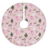  Santa Retro Roze Kerst Custom Monogram Kerstboom Rok (Voorkant)