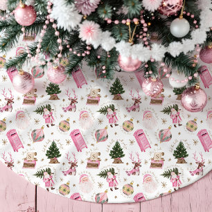  Santa Retro Roze Kerst Custom Monogram Kerstboom Rok