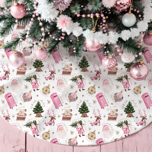  Santa Retro Roze Kerst Custom Monogram Kerstboom Rok
