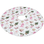  Santa Retro Roze Kerst Custom Monogram Kerstboom Rok (Gekanteld)