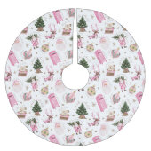  Santa Retro Roze Kerst Custom Monogram Kerstboom Rok (Voorkant)