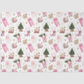 Santa Retro Roze Kerst Custom Monogram Tissuepapier (Voorkant)
