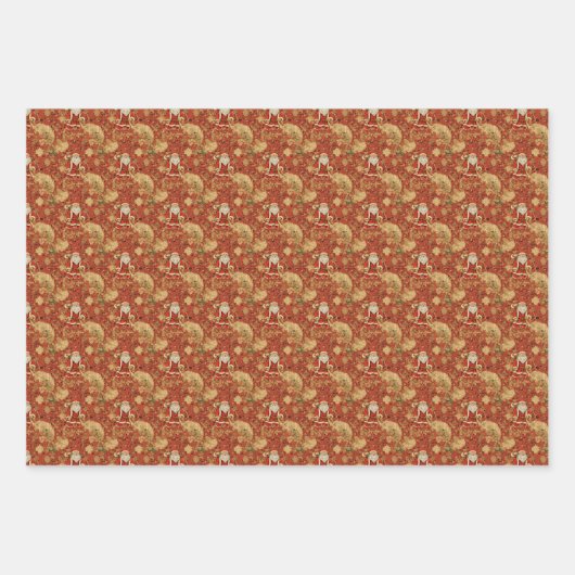  Santa Retro Xmas Kerstmis Patroon No1 Inpakpapier Vel (Voorkant 3)