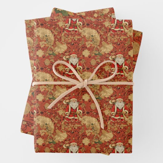  Santa Retro Xmas Kerstmis Patroon No1 Inpakpapier Vel (In situ)