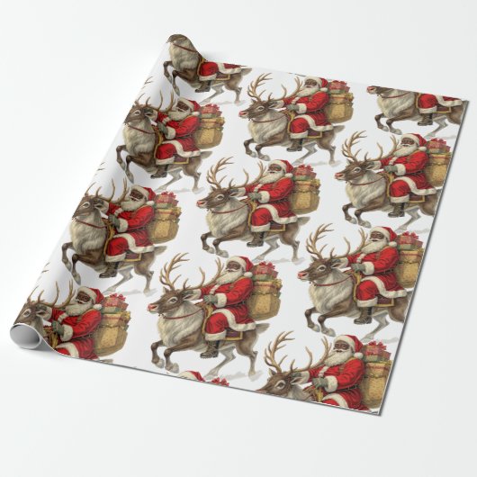Santa Return Address Label Cadeaupapier (Uitgerold)