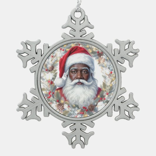 Santa Return Address Label  Tin Sneeuwvlok Ornament (Voorkant)