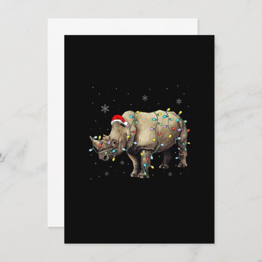 Santa Rhino-kerstlampjes Rhino Lover Xmas Funn Kaart (Voorkant / Achterkant)