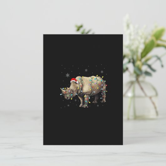 Santa Rhino-kerstlampjes Rhino Lover Xmas Funn Kaart (Staand voorkant)
