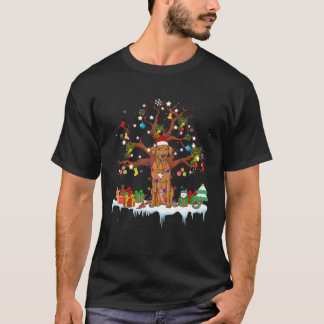Santa Rhodesian Ridgeback Dog Wearing Christmas Ha T-shirt