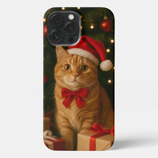 Santa Ribbon Cat iPhone 13 Pro Max Case iPhone Hoesje (Achterkant)