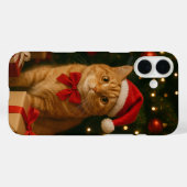 Santa Ribbon Cat iPhone 16 Plus Case (Achterkant (horizontaal))