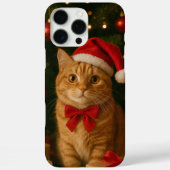 Santa Ribbon Cat iPhone 16 Pro Max Case (Achterkant)