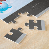 Santa ride scooter in de nachtstad legpuzzel (Zijkant)