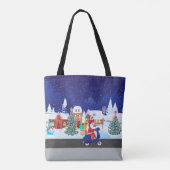 Santa ride scooter in de nachtstad tote bag (Achterkant)
