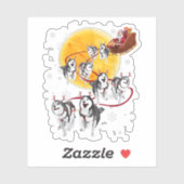 Santa Ride Sleigh Siberian Husky Kersthond Lov Sticker (Vel)