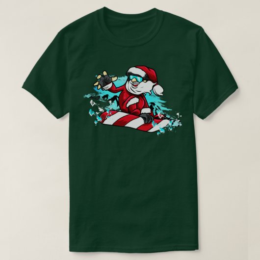 Santa Ride Snowboard Snowboarden Kerstcadeau T-shirt (Design voorkant)