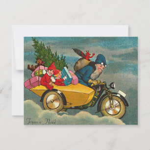 Santa Rides a Motorcycle - Kerstmis Feestdagenkaart