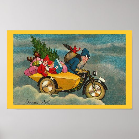 Santa Rides a Motorcycle - Poster (Voorkant)