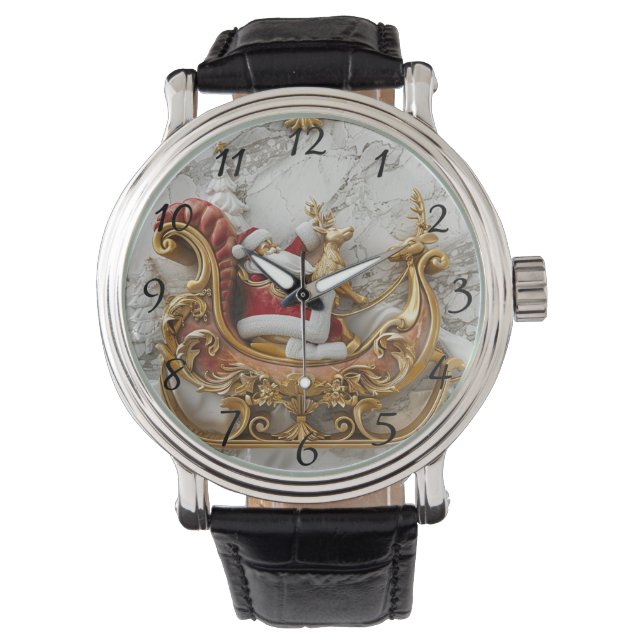 Santa rides a sleigh with reindeer horloge (Voorkant)